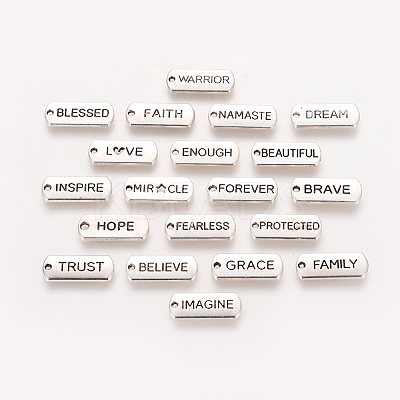 Tibetan Style Alloy Inspirational Message Pendants TIBEP-YW0001-01-1