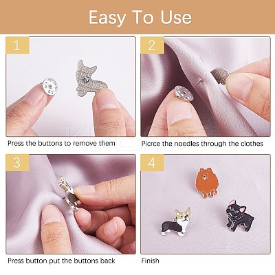 9Pcs 9 Style Poodle & Siberian & Schnauzer & Chihuahua & Border Enamel Pin with Brass Butterfly Clutches JEWB-SZ0001-77-1