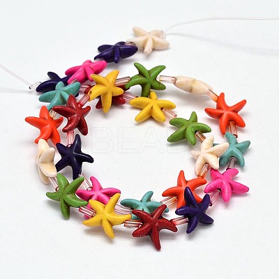 Starfish/Sea Stars Synthetic Turquoise Bead Strands X-G-M150-03-1