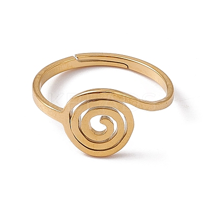 Ion Plating(IP) 201 Stainless Steel Vortex Adjustable Ring for Women RJEW-C045-07G-1