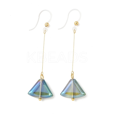 Electroplated 304 Stainless Steel Resin Fan Dangle Earrings EJEW-Z129-11G-03-1