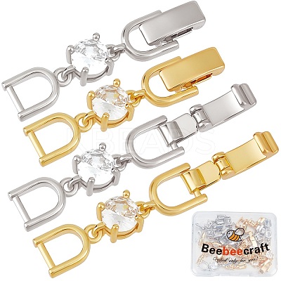 6 Pcs 2 Colors Extender Clasps Brass Micro Pave Cubic Zirconia Fold Over Extension Clasps FIND-BBC003-55A-1