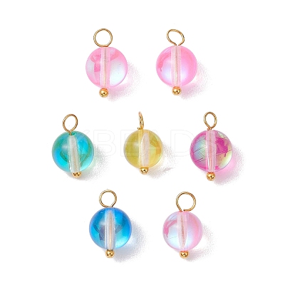 Dyed Synthetic Moonstone Round Charms PALLOY-JF02690-02-1