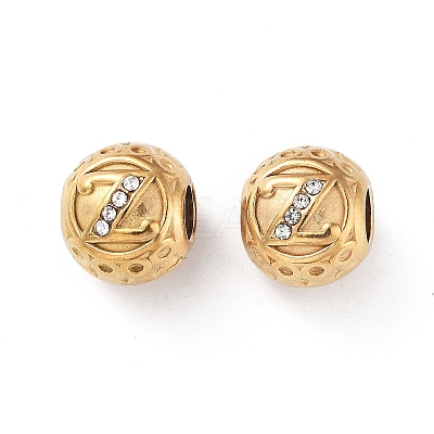 Ion Plating(IP) 304 Stainless Steel Rhinestone European Beads STAS-A092-10Z-G-1