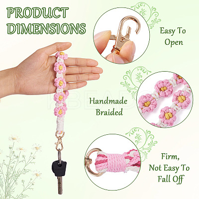 3Pcs 3 Style Cotton Handmade Braided Wrist Lanyard Pendant Decorations AJEW-TA0001-47A-1
