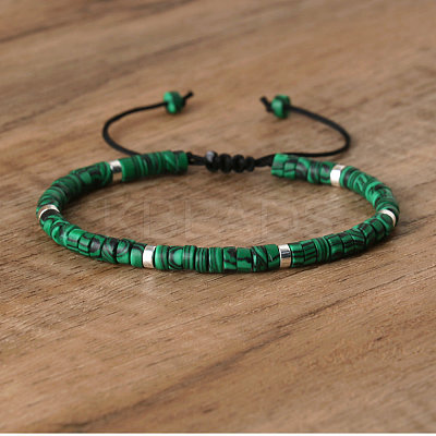 Synthetic Malachite Beaded Braided Bracelets QH4784-24-1