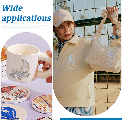 9Pcs Gleit & Rhinestone Embroider Self-adhesion Thread Iron on/Sew On Patches PATC-FG0003-57-1