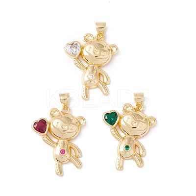 Rack Plating Brass Micro Pave Cubic Zirconia Pendants ZIRC-I057-36G-1