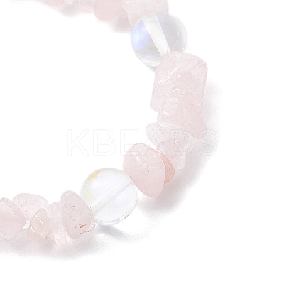 3Pcs Natural Quartz Crystal & Rose Quartz & Amethyst & Malaysia Jade & Synthetic Moonstone Beaded Stretch Bracelets for Women BJEW-JB12305-1