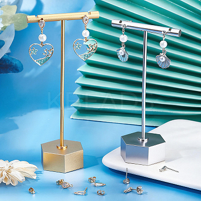 36Pcs 6 Styles Brass Stud Earring Findings KK-BBC0027-88-1
