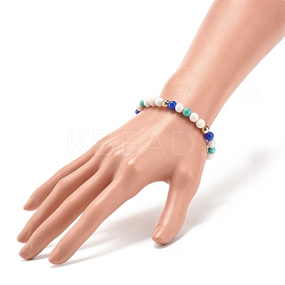 Natural & Synthetic Mixed Gemstome Round Beaded Stretch Bracelet for Women BJEW-JB08284-1