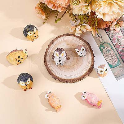 16Pcs 8 Styles Resin Owl Figurines DJEW-DR0001-09-1