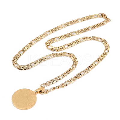 Basketball 201 Stainless Steel Pendant Necklaces for Men Women LS-NJEW-K283-21G-1