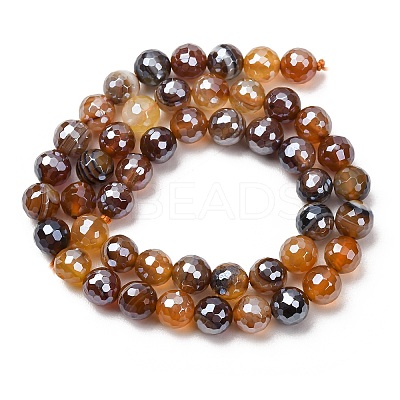 Electroplated Natural Agate Beads Strands G-B191-A07-8mm-13-1