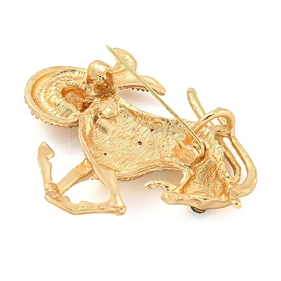 Golden Zinc Alloy with Rhinestone Brooches LS-JEWB-B018-03G-10-1