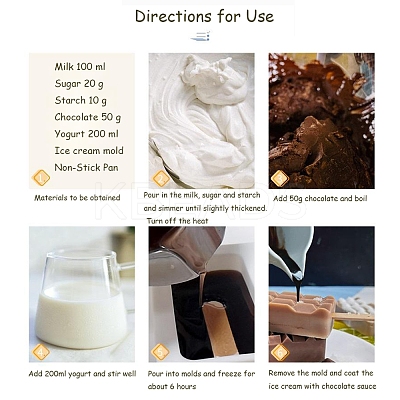 Food Grade DIY Rectangle Ice-cream Silicone Molds DIY-D062-06C-1