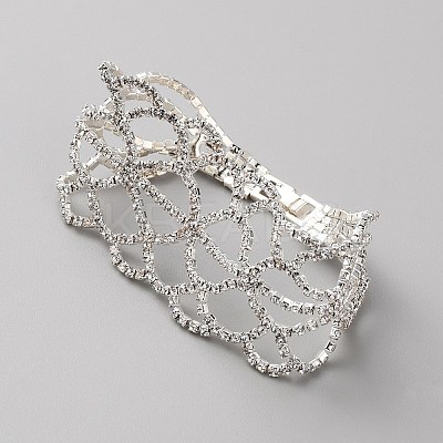 Crystal Rhinestone Teardrop Link Bracelet BJEW-WH0017-08S-1