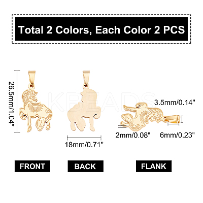 PVD Vacuum Plating 304 Stainless Steel Pendants STAS-UN0019-12-1