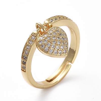 Adjustable Brass Micro Pave Cubic Zirconia Finger Rings RJEW-G096-20G-1