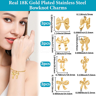 12Pcs 4 Styles 201 Stainless Steel Pendants STAS-BBC0007-31-1