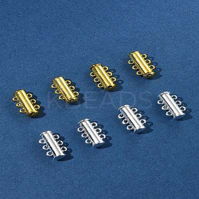 8 Sets 2 Colors 3-Strands Brass Magnetic Slide Lock Clasps KK-FS0001-60-1