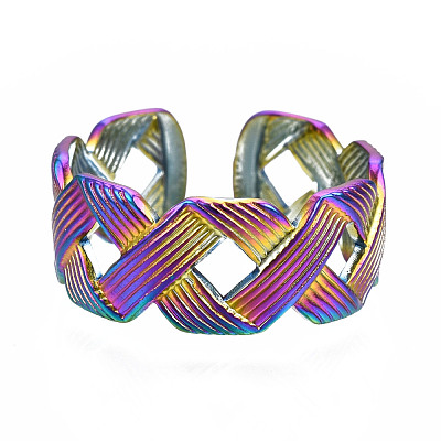 Ribbon Braided Shape Cuff Rings RJEW-N038-019-1