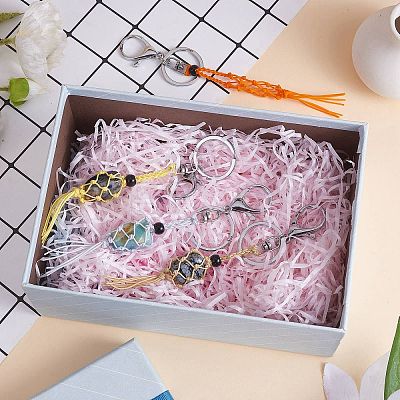 4Pcs  4 Colors Macrame Fringe Braided Keychain AJEW-SW00014-03-1