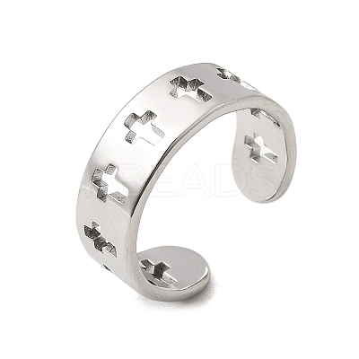 304 Stainless Steel Cuff Rings for Women RJEW-A077-02P-1