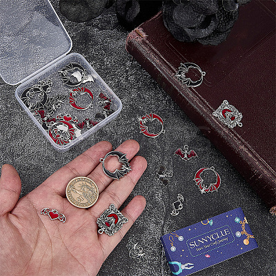 32Pcs 8 Styles Alloy Enamel Pendants ENAM-SC0007-41-1