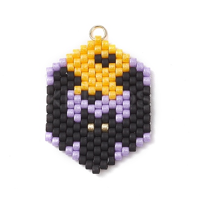 Hallowen Theme Glass Seed Beaded Pendants PALLOY-MZ00873-01-1