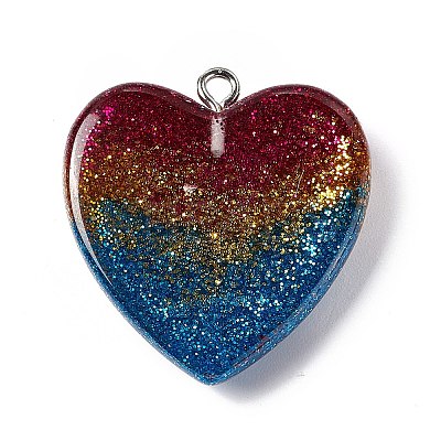 Rainbow Color Transparent Resin Pendants RESI-C029-03-1