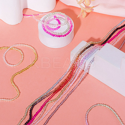 10 Strands 10 Colors Transparent Gradient Color Glass Beads Strands GLAA-TA0001-56-1