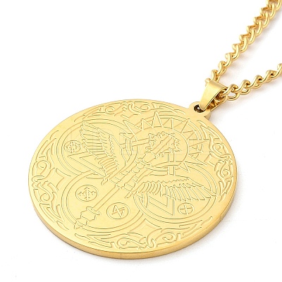 304 Stainlessa Steel Curb Chain Pendant Necklaces LS-NJEW-H034-05G-1