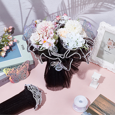 Pleated Polyester Mesh Gift Wrapping Bouquet Packaging for Valentine's Day DIY-UN0006-65A-1