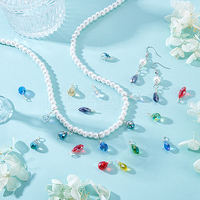 72Pcs 12 Style Glass Pendants PALLOY-GA00047-1