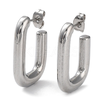 Non-Tarnish 304 Stainless Steel Rectangle Ear Studs for Women LS-EJEW-P234-04P-1