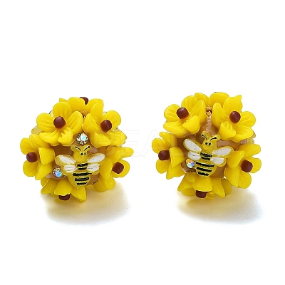 Polymer Clay Rhinestone Beads with Resin RESI-Z045-04-1