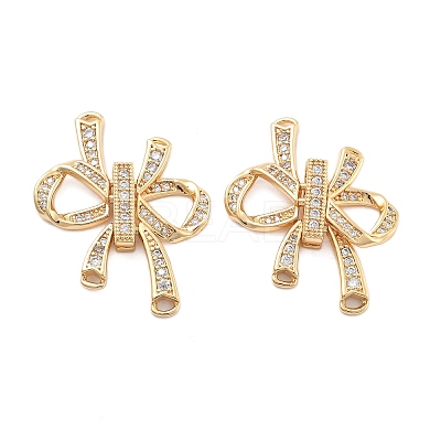 Brass Micro Pave Clear Cubic Zirconia Fold Over Clasps KK-B125-02G-1