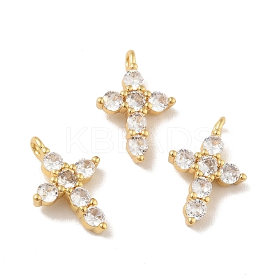 Brass Micro Pave Cubic Zirconia Pendants KK-B059-18G-1