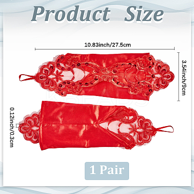 Polyester Long Paillette Embroidery Lace Gloves AJEW-WH20006-119C-1