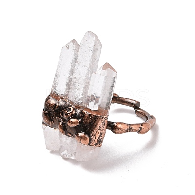 Triple Natural Quartz Crystal Irregular Bullet Open Cuff Ring G-I330-16R-1