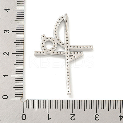 Brass Micro Pave Clear Cubic Zirconia Pendants KK-S386-14P-1
