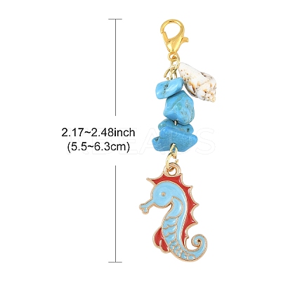 5Pcs Ocean Synthetic Turquoise & Shell & Alloy Enamel Pendant Decorations HJEW-YW00108-1