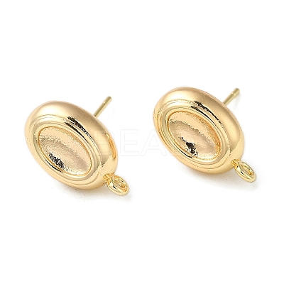 Brass Stud Earring Finding with Loops KK-C042-06G-1