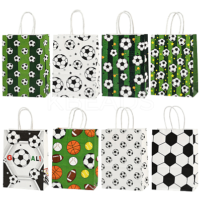 16Pcs 8 Styles Football Printed Paper Tote Bags ABAG-SP0001-55-1