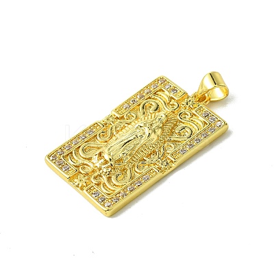 Real 18K Gold Plated Brass Micro Pave Clear Cubic Zirconia Pendants KK-H472-36D-G-1