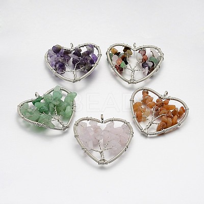 Brass Natural & Synthetic Mixed Stone Pendants G-F181-M-1