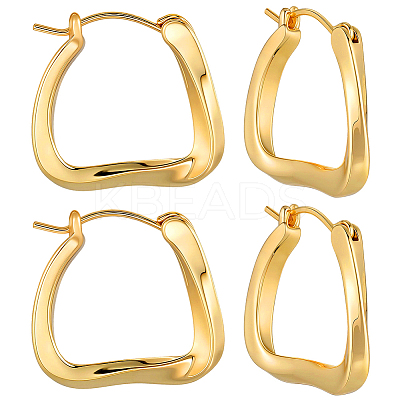 3Pairs Ion Plating(IP) 304 Stainless Steel Trapezoid Hoop Earrings for Women EJEW-BBC0001-40-1