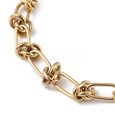Ion Plating(IP) 304 Stainless Steel Oval & Knot Link Chain Bracelets for Men Women BJEW-G669-17G-1