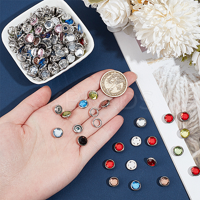 20 Sets 10 Colors 4Pcs Brass & Resin Snap Button BUTT-OC0001-56-1